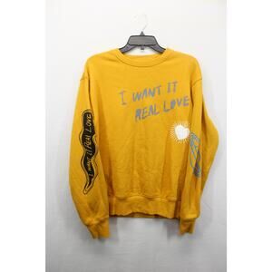 BTS I Want It Real Love Yellow Crewneck Sweatshirt Size Medium